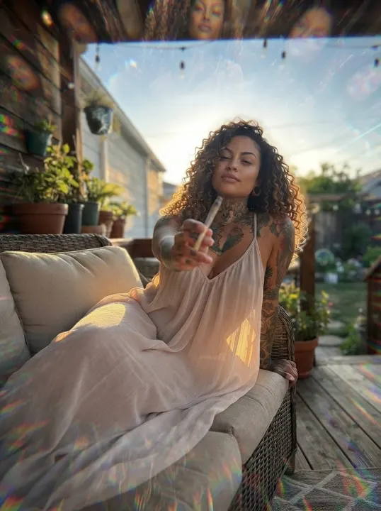 AI image: On a back porch, the air rippling