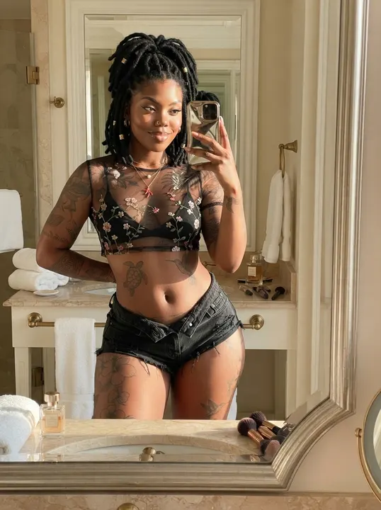 AI image: A mirror selfie in a sheer top