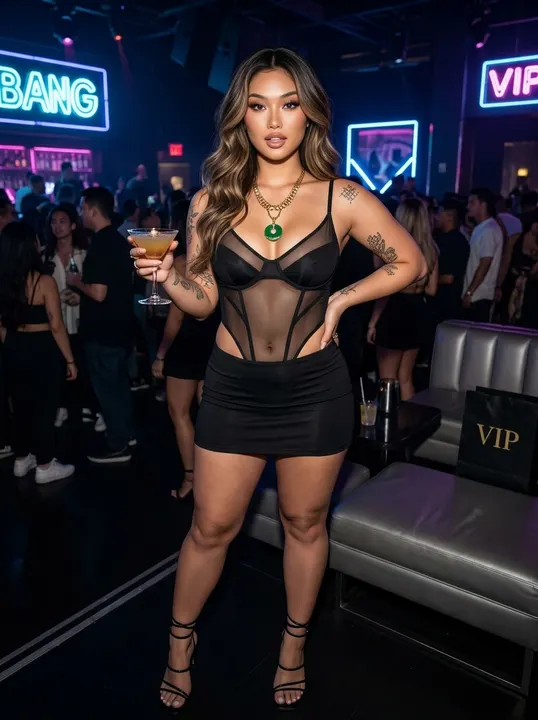 AI image: At a nightclub with a cocktail