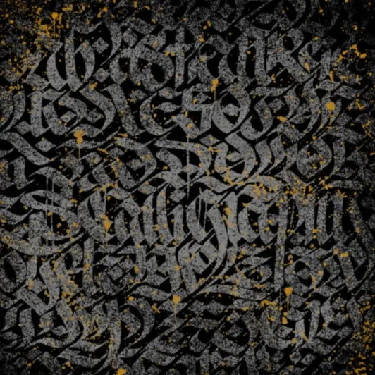 Layered black and gold blackletter filling the frame
