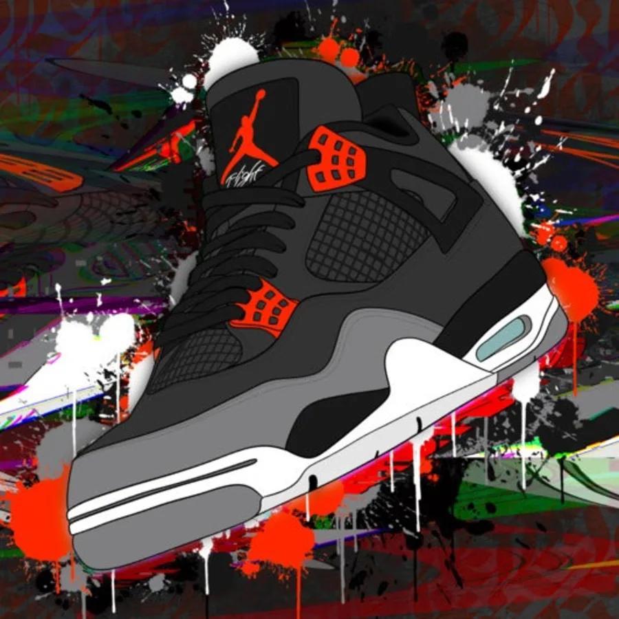 Infrared: a black and red Jordan 4 with paint drips